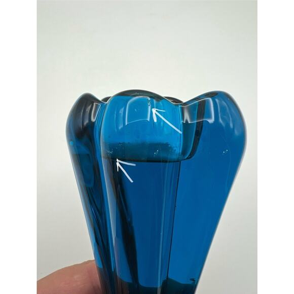Viking Glass Bluenique 6 Petal Lighter 6” MISSING Lighter Insert AS IS Vintage - Picture 4 of 6